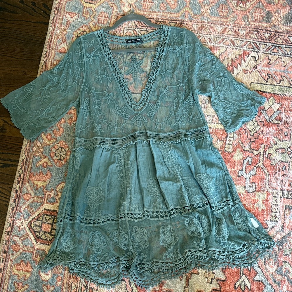 Embroidered Lace Tunic Dress